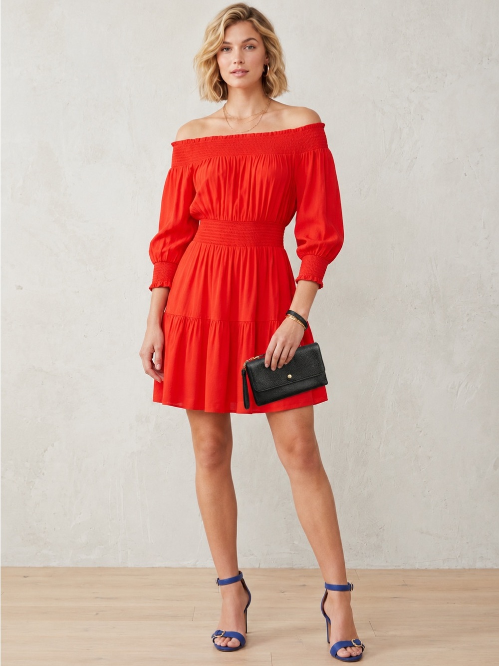 Gianni Bini Bright Red Off The Shoulder Dress size M New Without Tag